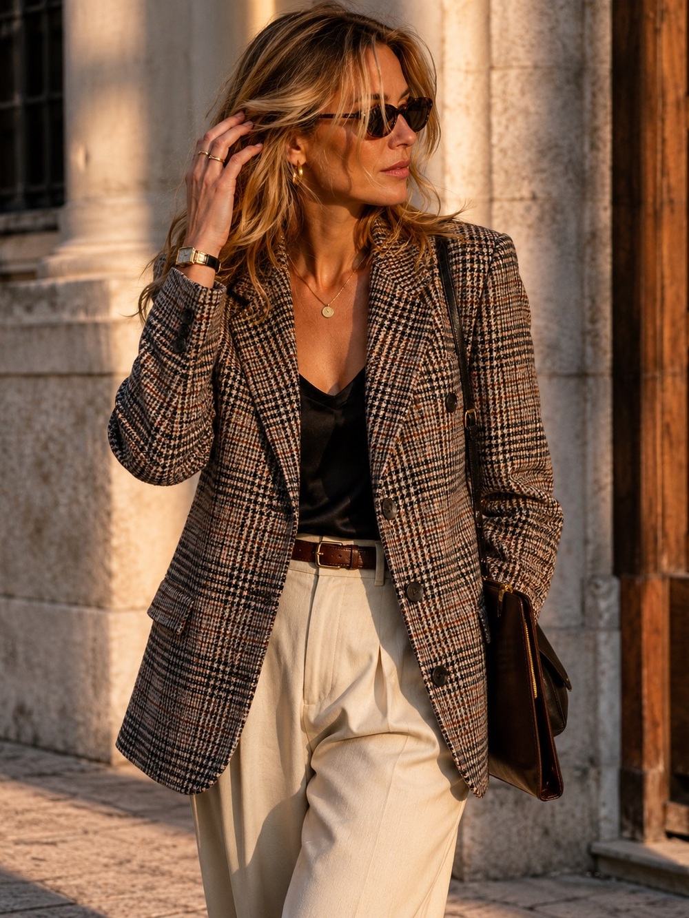 Vintage Giorgio Armani Wool Plaid Blazer Brown Check Italy | IT 44